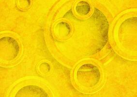 Bright yellow abstract grunge background with circles vector