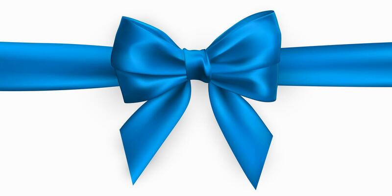 Realistic blue bow. Element for decoration gifts, greetings, holidays. Vector illustration
