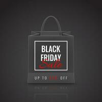 Black Friday Sale. Realistic Paper shopping bag with handles isolated on white background. Vector illustration