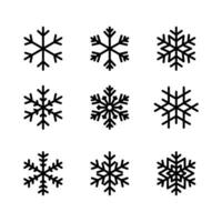 copo de nieve invierno conjunto de negro aislado nueve icono silueta en blanco antecedentes vector ilustración