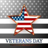 Veterans Day of USA with star in national flag colors american flag. Honoring all who served. Vector illustration