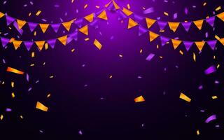 Garland flag and confetti in party and enjoyment concept. Celebration background template. Vector illustration