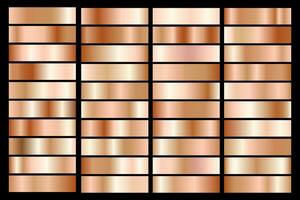 Collection of bronze metallic gradient. Brilliant plates with bronze effect. Vector illustration