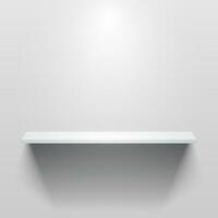 White empty shelf on white wall. Vector mockup