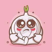 kawaii garlic character mascot with sad expression isolated cartoon in flat style design vector