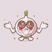 worry garlic character mascot with confused gesture isolated cartoon in flat style design vector