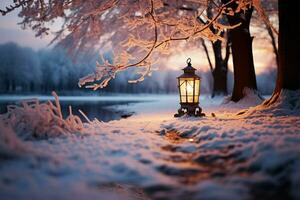 AI generated Winter magic morning coffee adds warmth to the enchanting winter morning photo