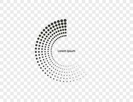 trama de semitonos puntos en circulo forma, logo. vector ilustración.