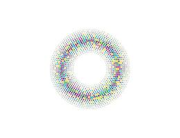 Halftone color dots in circle form, logo. Vector illustration.