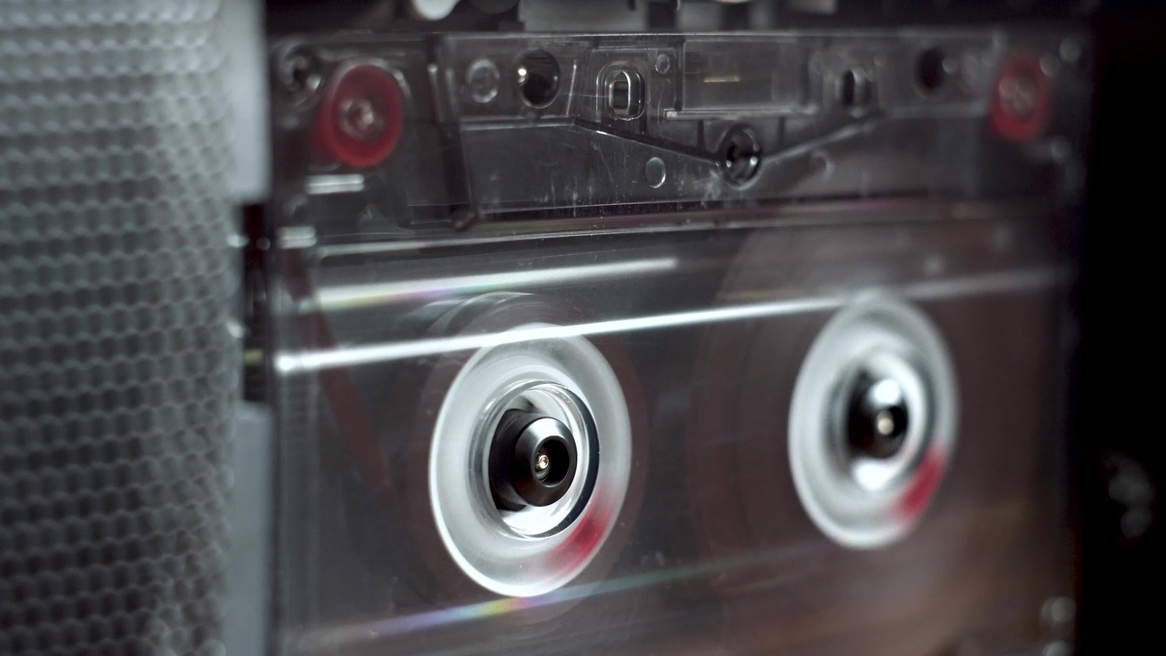 vintage audio cassette plays in tape deck 36151930 Stock Video at Vecteezy
