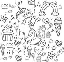 Unicorn coloring pages images vector