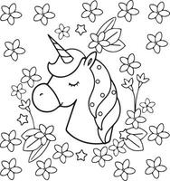 Unicorn coloring pages images vector