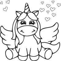 Unicorn coloring pages images vector