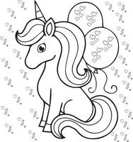 unicornio colorante paginas imágenes vector