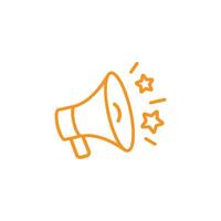 eps10 vector orange Megaphone with sound, linear icon isolated on white background. Advertising and distribution. Line with editable stroke