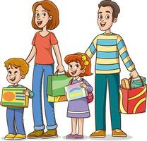 vector ilustración de familia compras.