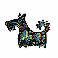 dog with ethnic Russian rainbow gradient, symbol, vector illustration eps 10