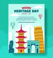 Heritage Day Vertical Poster Flat Cartoon Hand Drawn Templates Background Illustration vector