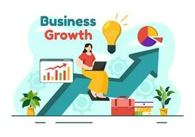 Business Growth Vector Illustration with Arrow Target Direction Up, Increase Profits, Boost and Idea Planning Money Increasing in Flat Background