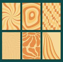 Groovy hippie 70s backgrounds in trendy retro psychedelic style. Twisted texture vector