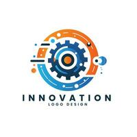 Technology innovation concept logo design vector template