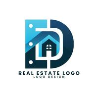 Initial letter d concept real estate concept home house building logo design vector template