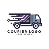 Transport logistic concept cargo van truck delivery courier service logo design vector template