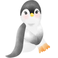 Adorable Penguin Delight Cute Hand-Drawn Watercolor Illustration for Winter Fun png