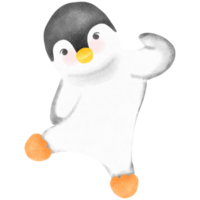 adorable pingüino deleite linda dibujado a mano acuarela ilustración para invierno divertido png