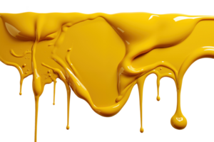 AI generated close up of a yellow paint leaking on white background with clipping path png