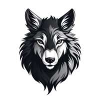 AI generated Wolf head illustration for logo, emblem, badge, t-shirt design png