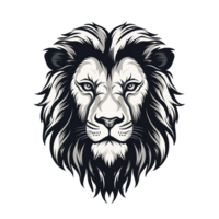 AI generated Lion head illustration isolated on white background for tattoo or t-shirt design png