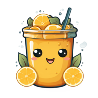 AI generated Cute lemon smoothie with mint leaves png