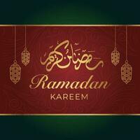 Ramadán kareem saludo tarjeta con Arábica caligrafía Ramadán kareem vector