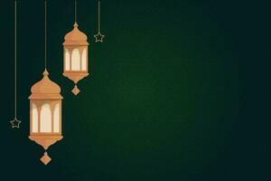 ramadan kareem greeting card with islamic lanterns vector