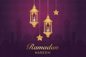 eid al fitr background with lanterns and stars vector