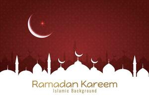 ramadan kareem background with mosque and crescent vector