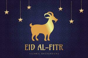 eid al fitr background with golden goat and stars vector