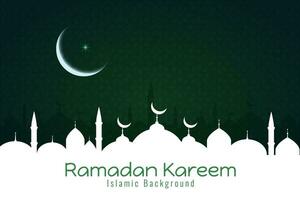 Ramadán kareem antecedentes con mezquita y creciente vector