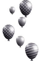 flying helium balloons in black color png