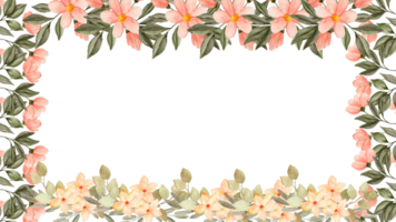 waterverf bloemen grens krans kader met helder perzik kleur, wit, roze, levendig bloemen, groen bladeren, voor bruiloft nodigt uit, achtergronden, mode, transparant achtergrond, textuur, inpakken. png