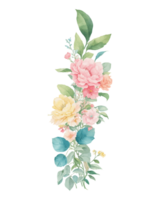 AI generated Illustration of flowers and leaves, hand-painted watercolor png