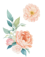 AI generated Illustration of flowers and leaves, hand-painted watercolor png