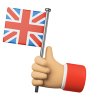 3d illustration hand holding national flag of united kingdom png