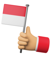 3d illustratie hand- Holding nationaal vlag van Indonesië png