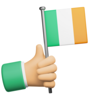 3d illustration hand innehav nationell flagga av irland png