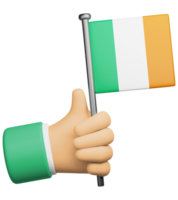 3d illustration hand holding national flag of Ireland png