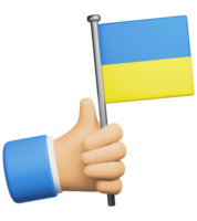 3d ilustração mão segurando nacional bandeira do Ucrânia png