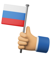 3d illustration hand holding national flag of russia png