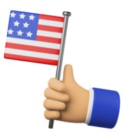 3d illustration hand holding national flag of united states america png